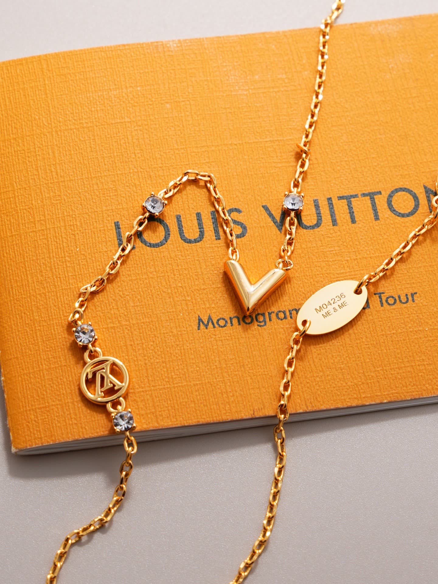 Louis Vuitton Gold Tone Diamond Necklace